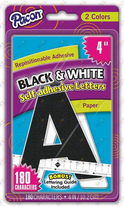 Self Adhesive 4" Black and White Letters