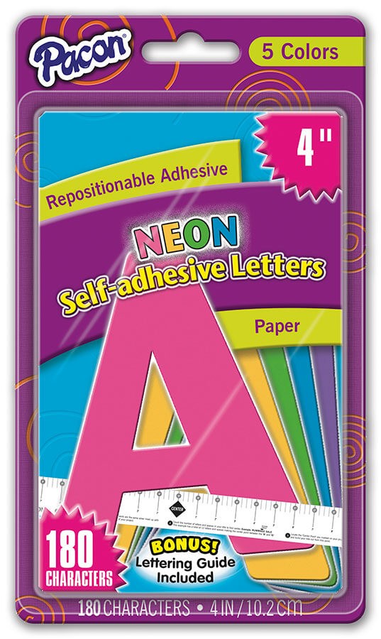 Self Adhesive 4" Neon Letters