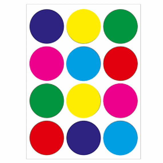 Colored 1.5" Circles Stickers 25 sheets