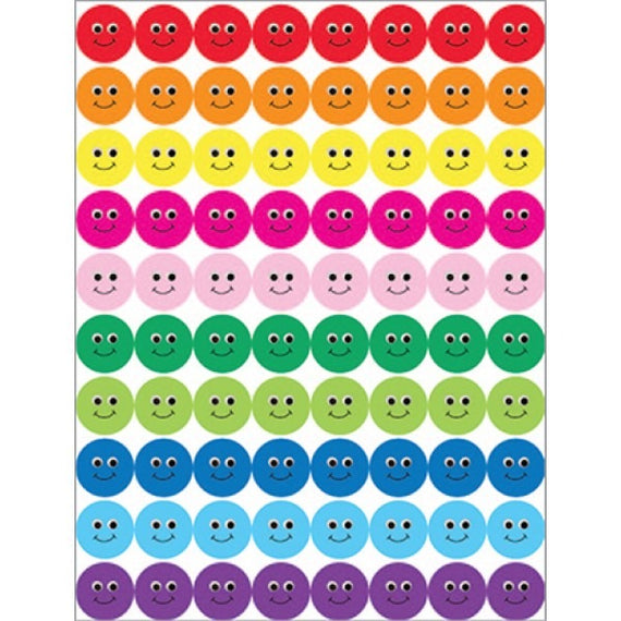 Smiley Faces Stickers, 1/2" Multicolor 25 sheets
