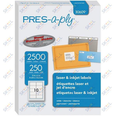 Laser Labels 2"x4" White 10/pg 250 sheets