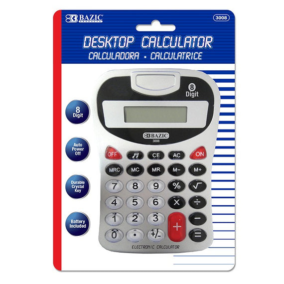Silver Desktop Calculator 8-Digit w/ Tone