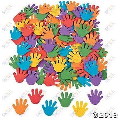Foam Rainbow Hand Self-Adhesive Shapes Stickers (500 pcs./unit) 1 1/4"