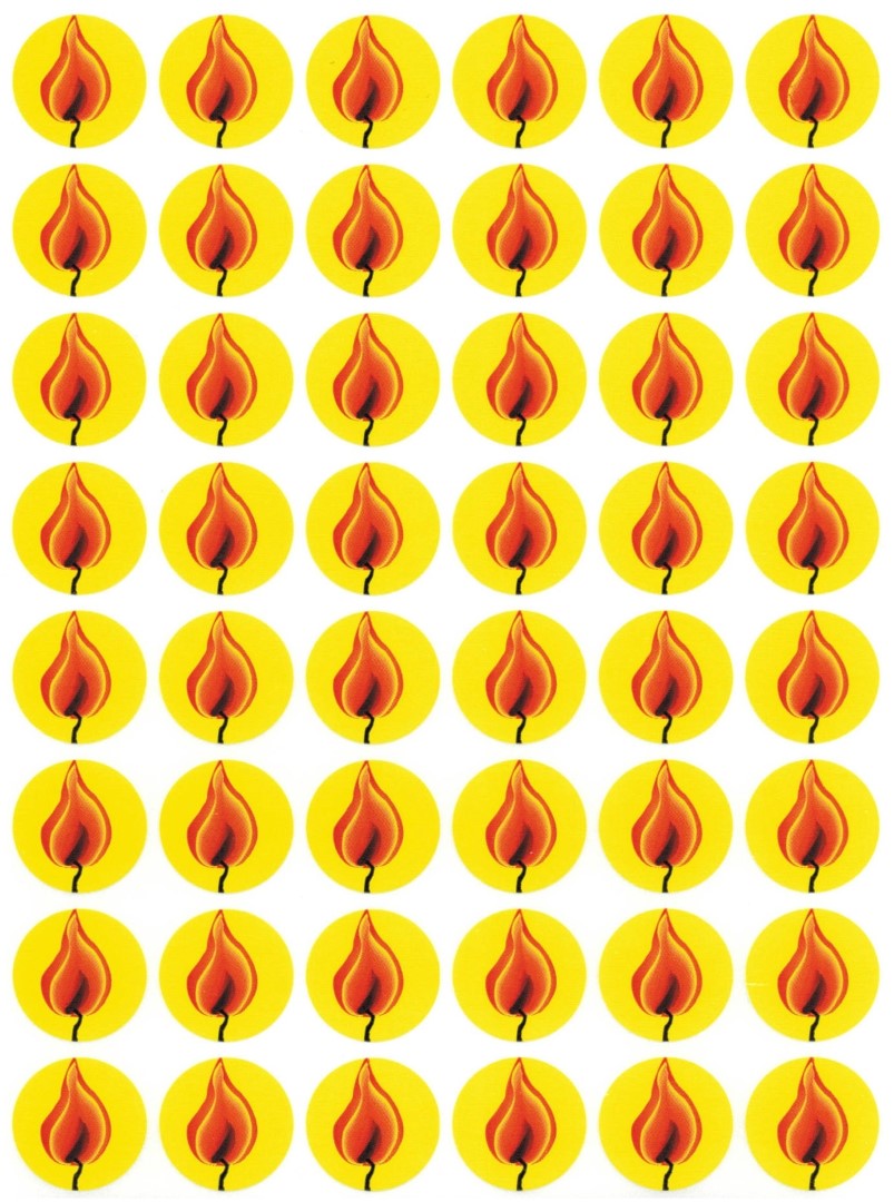 Flame Round Stickers 3/4" 10/Sheets