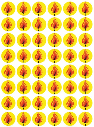 Flame Round Stickers 3/4" 10/Sheets