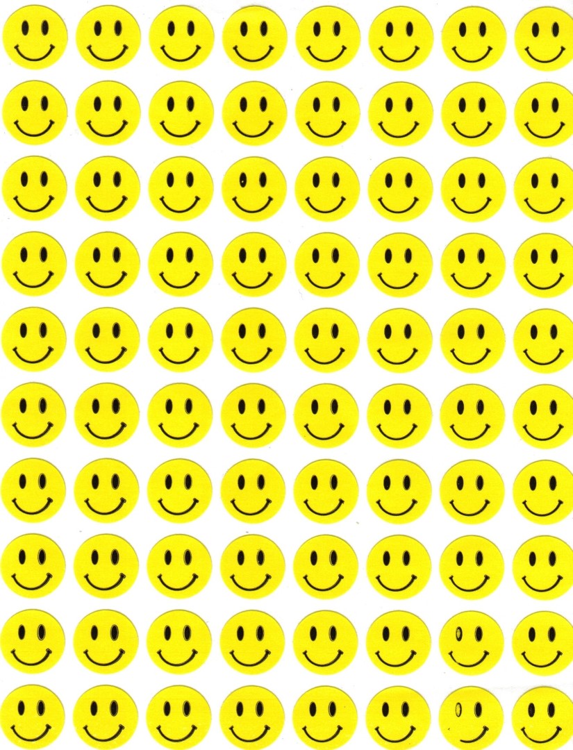 Yellow Smiley Stickers 1/2" 10/sheets