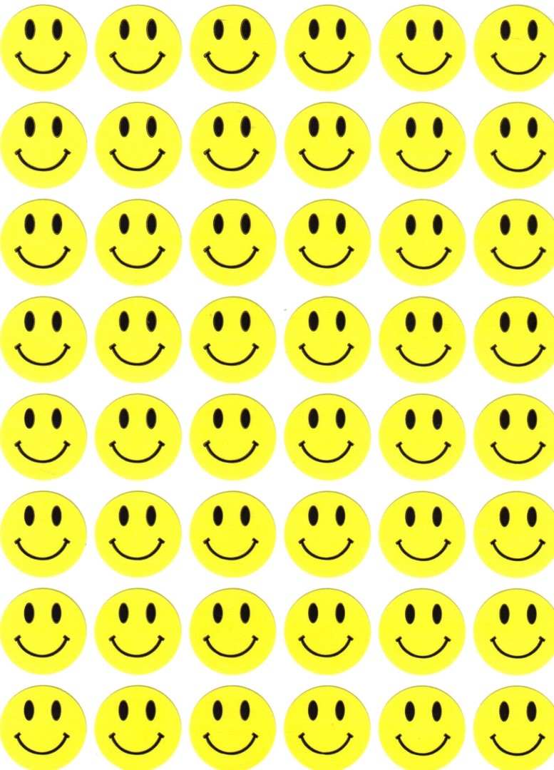 Yellow Smiley Stickers 3/4" 10 Sheets