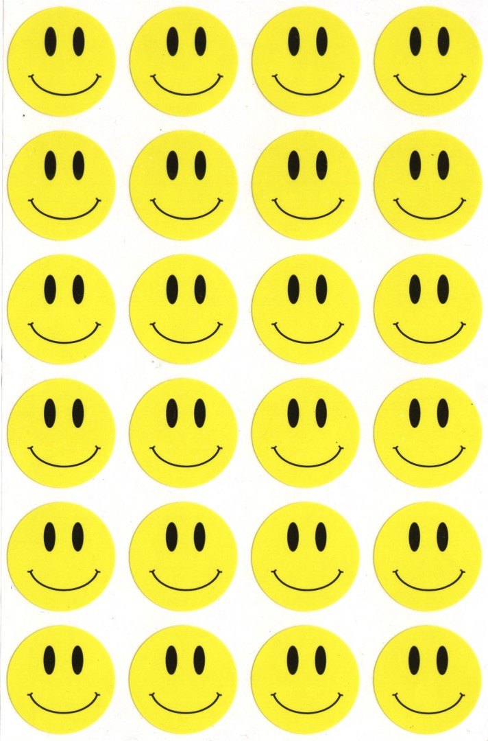 Yellow Smiley Stickers 1" 10 Sheets
