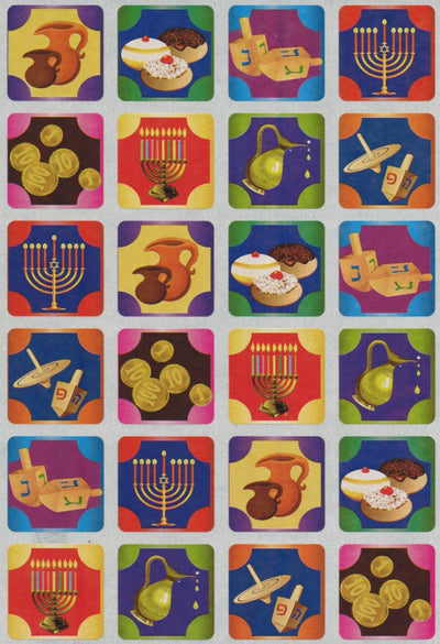 Chanukah Square Stickers 1" 10 Sheets