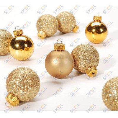 Gold Christmas Ornaments: Ball - 30 millimeters - 9 pack