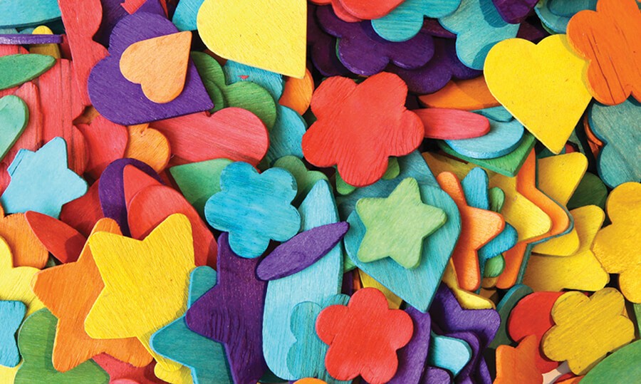 Wood Party Shapes 1⁄2" To 2" Assorted Colors 200 Pieces