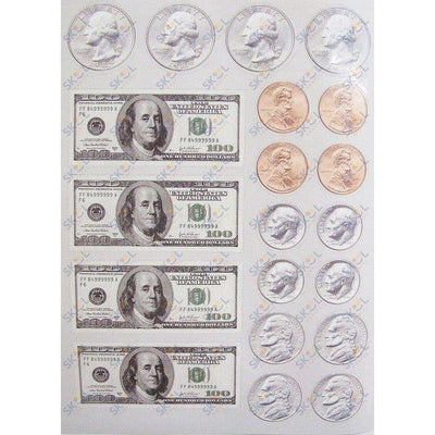 Money Bill & Coin Sticker .5"-1.5" (6 Sheets)
