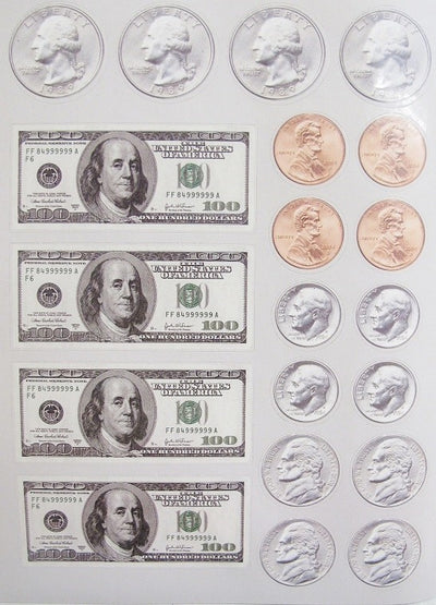 Money Bill & Coin Sticker 6/Sheets