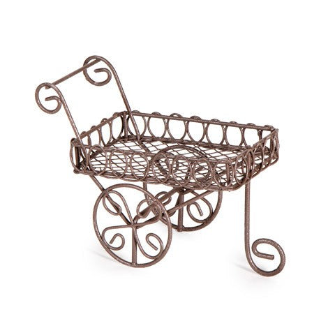 Rust Colored Metal Wire Pull Cart