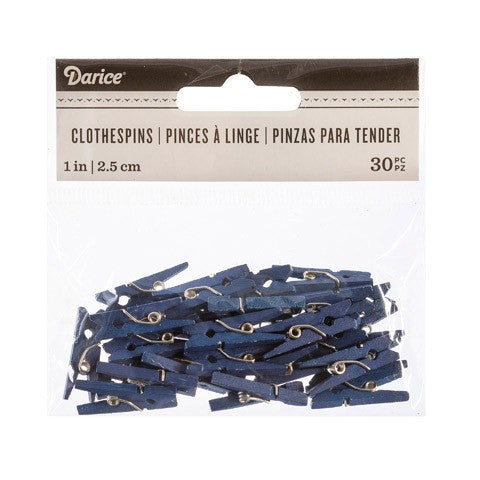 Mini Navy Clothespins: 1 inch, 30 pieces
