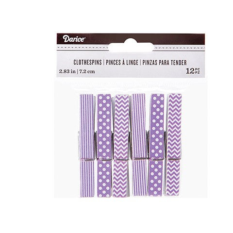 Decor. Lavender Print. Clothespins:2.75", 12 pcs.