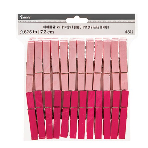 Pink Colored Clothespins:2.875", 48 pcs.