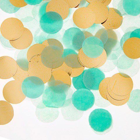 Mint Green&Gold Tissue Paper Confetti Tube: .9 oz
