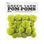 Green Yarn Pom Poms : 1 to 1.5 inches, 20 pack