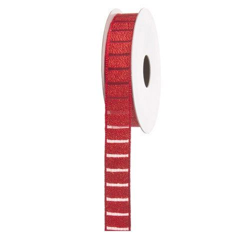 Metallic Red Plaid Ribbon: 0.63"X3 Yards