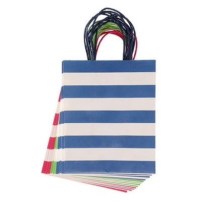 Gift Bag: Medium Stripe Navy/Pink, 8 X 10" 13 Pcs.