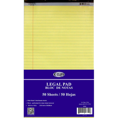 Legal Size Legal Pad 8.5" ×14″ 50 Sheets Canary