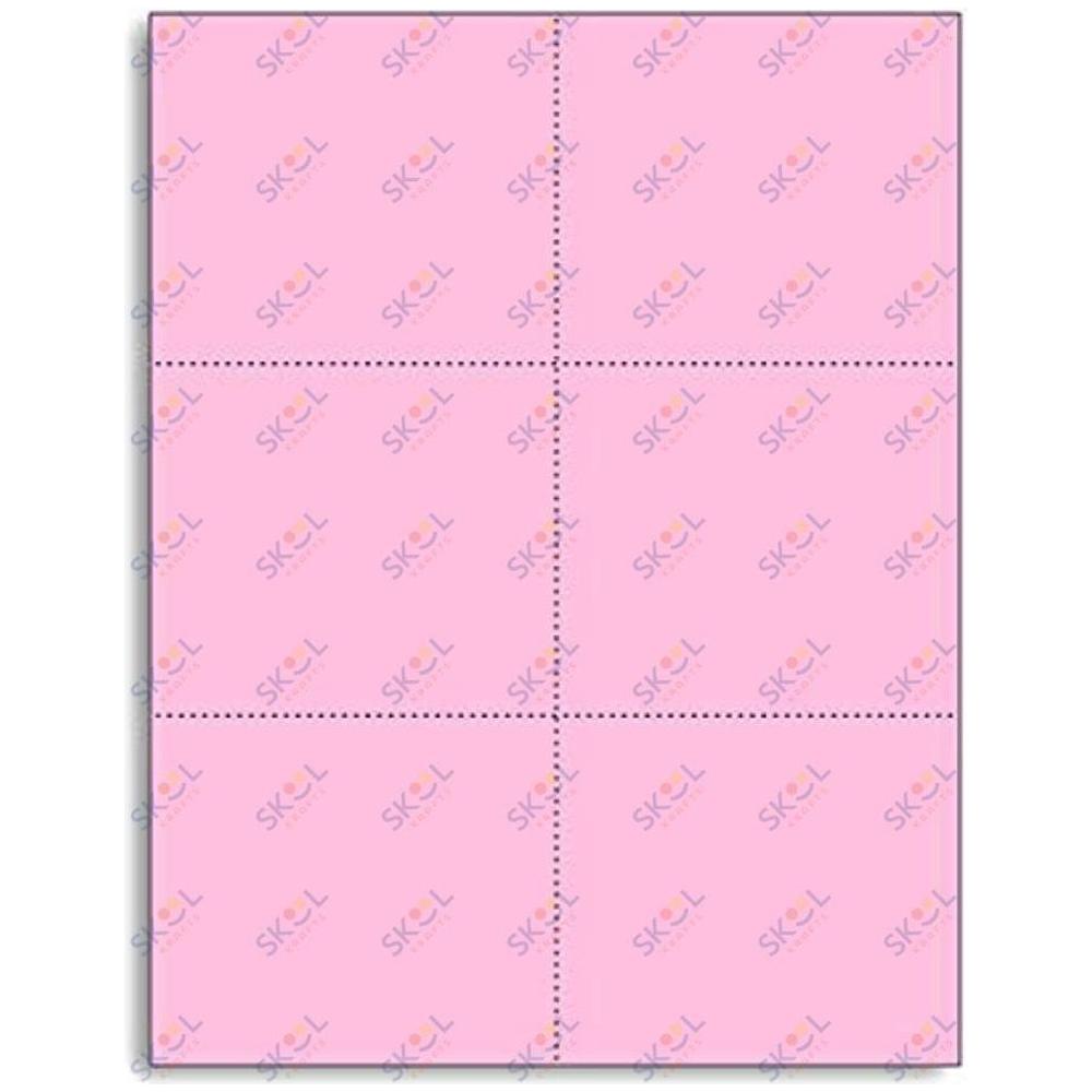 Perforated Cards 6/pg 50/sheets Pink 3"x4"