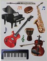 Musical Instrument Die Cut Sticker 10/sheets