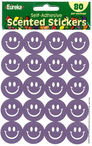 Grape Scented Smile Stickers 1" 80/pk