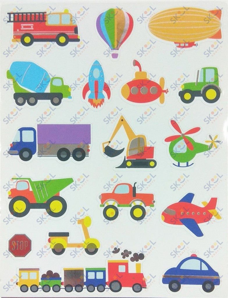 Metallic Transportation Stickers 10 sheets