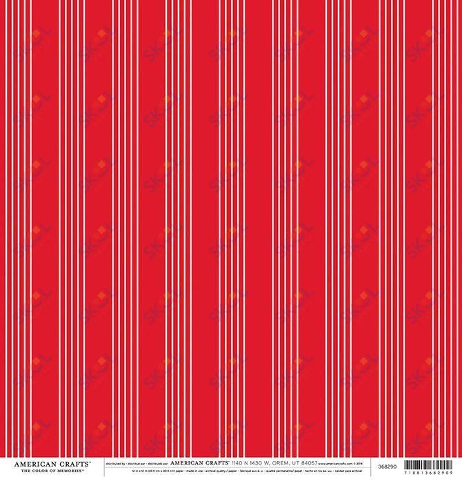 Open Stock - Patterned  Paper - Double Sided - Red Multi Stripe