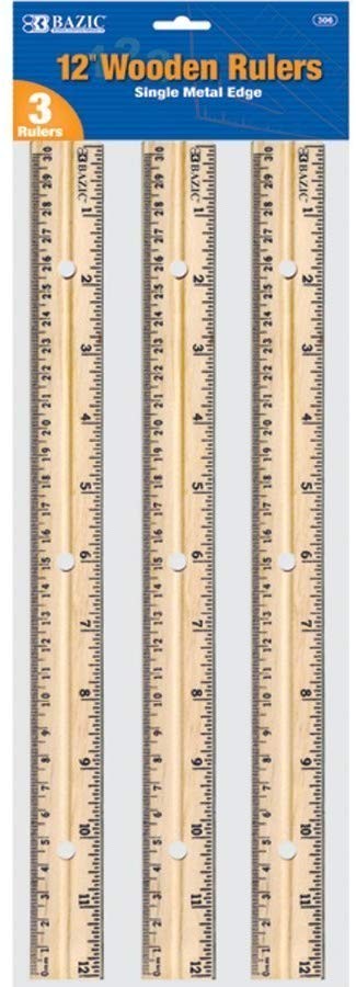 Ruler (Brown-Wooden, 12", 3/pk)