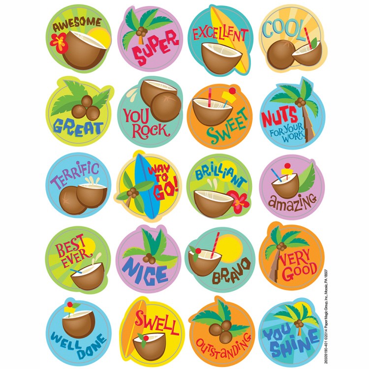 Coconut Scented Stickers 1" 80/pk