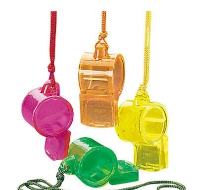 Plastic Transparent Whistles 12/pk