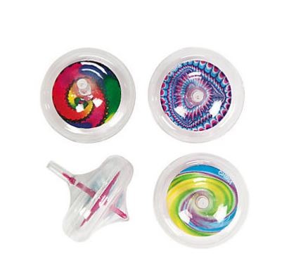 Plastic Tie-Dyed Spin Tops (6 Pack)