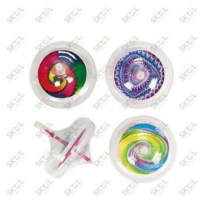 Plastic Tie-Dyed Spin Tops (6 Pack)