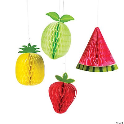 Tutti Frutti Fruit Honeycomb Hanging Decorations 4/pk 10"