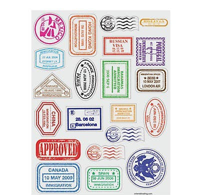 Passport Stamp Sticker 12/Sheets