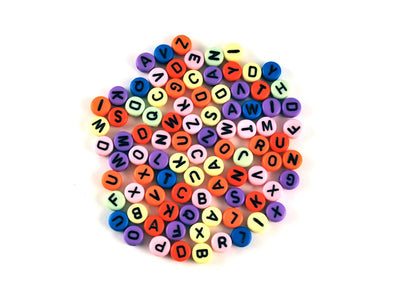 Alphabet Beads Round Assorted 90/pk (4mm Thick)