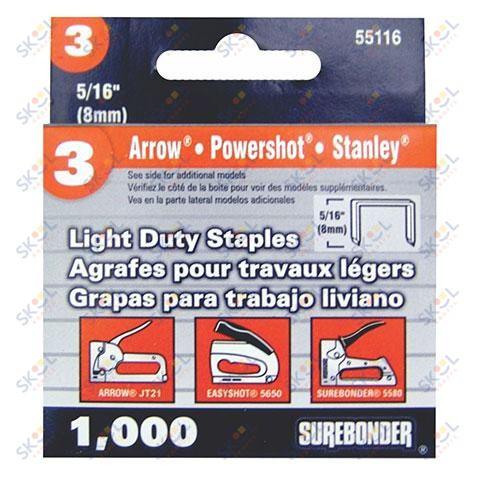 No.3 Light Duty Staples 1000/pk Narrow Crown