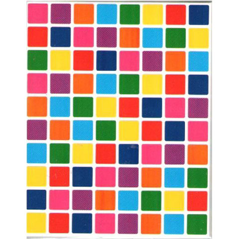 Multi Colored Square Stickers 1/2" 25/sheets