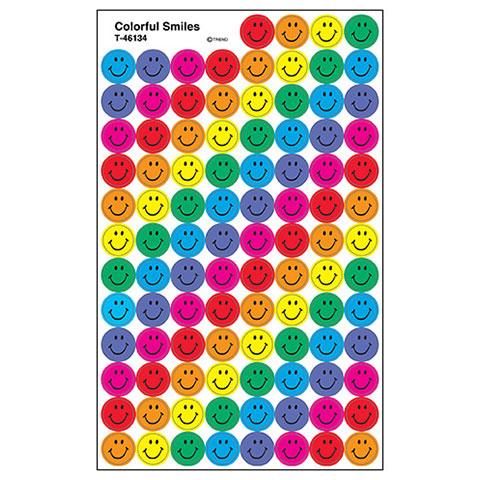 Colorful Smiles Stickers 7/16" 800/pk