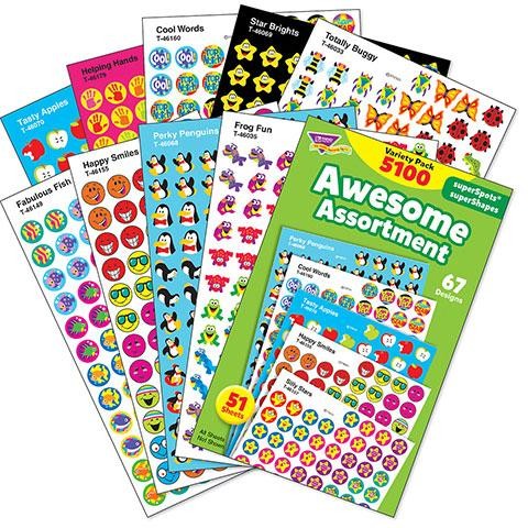 Awesome Assortment Stickers Variety Pack 4 1/8" x 6 5/8" 51/pk