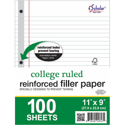 Reinforced Looseleaf Paper (College Ruled, 100/pk)