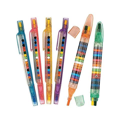 Transparent Glitter Stacking Point Crayons 6/Pk