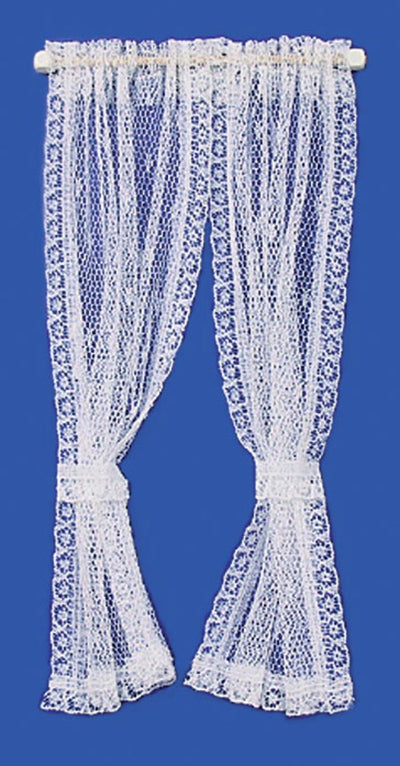 White lace curtains miniature