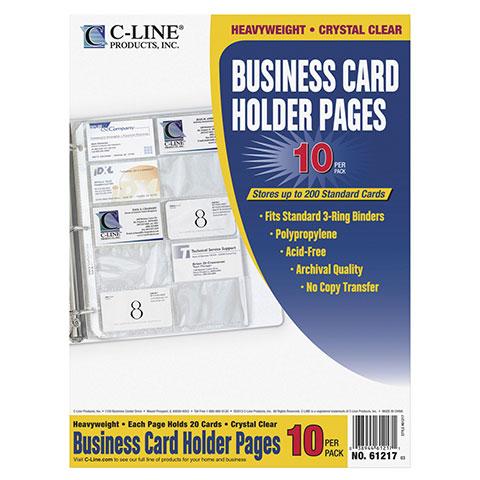 Business Card Holders, 11-1/4" x 8" 10/pg 10/pk