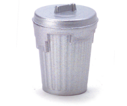 SILVER GARBAGE CAN/EMPTY