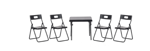 FOLDING TABLE/4 CHAIRS/BL