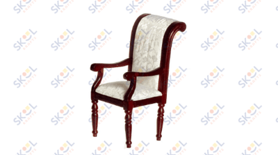 ARMCHAIR W/WH.FAB/MAHOGAN